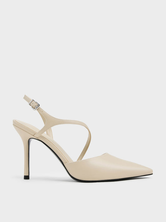 CHARLES & KEITH Smart Buy / Cordelia Pointed Slingback Pumps - Chalk