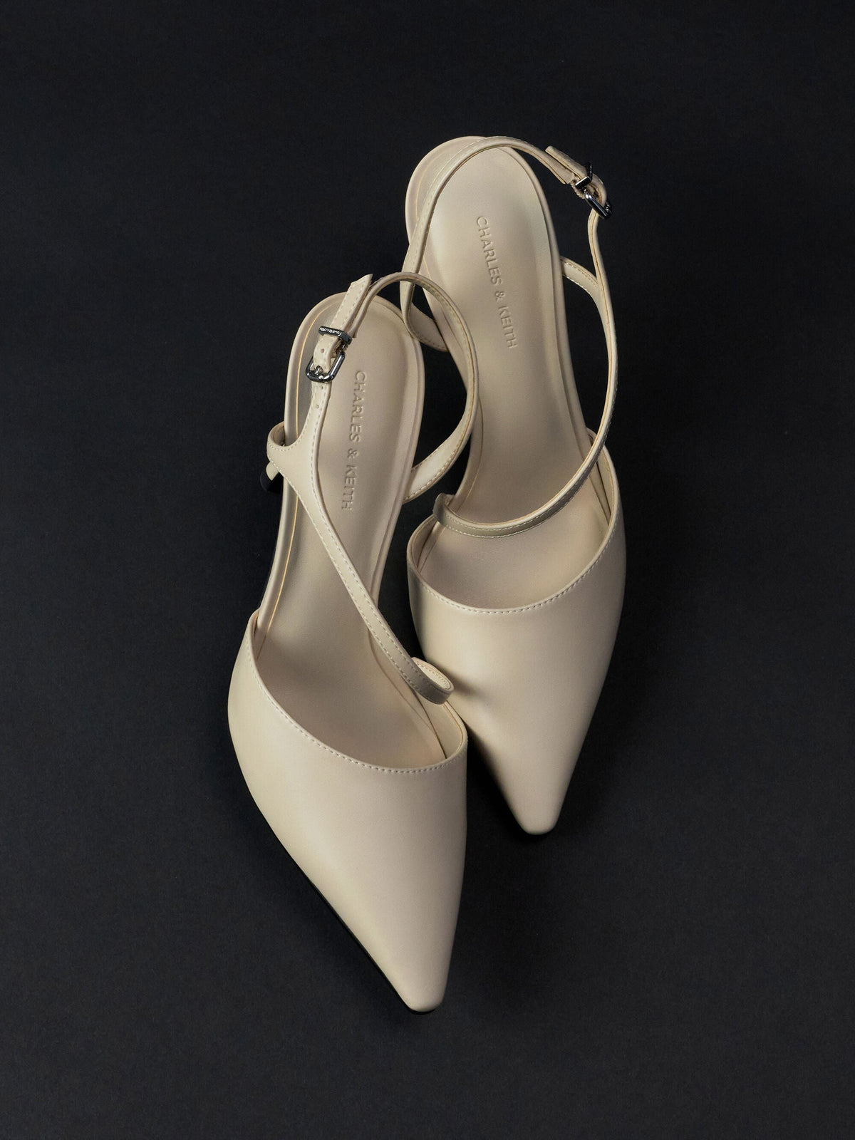 CHARLES & KEITH Smart Buy / Cordelia Pointed Slingback Pumps - Chalk