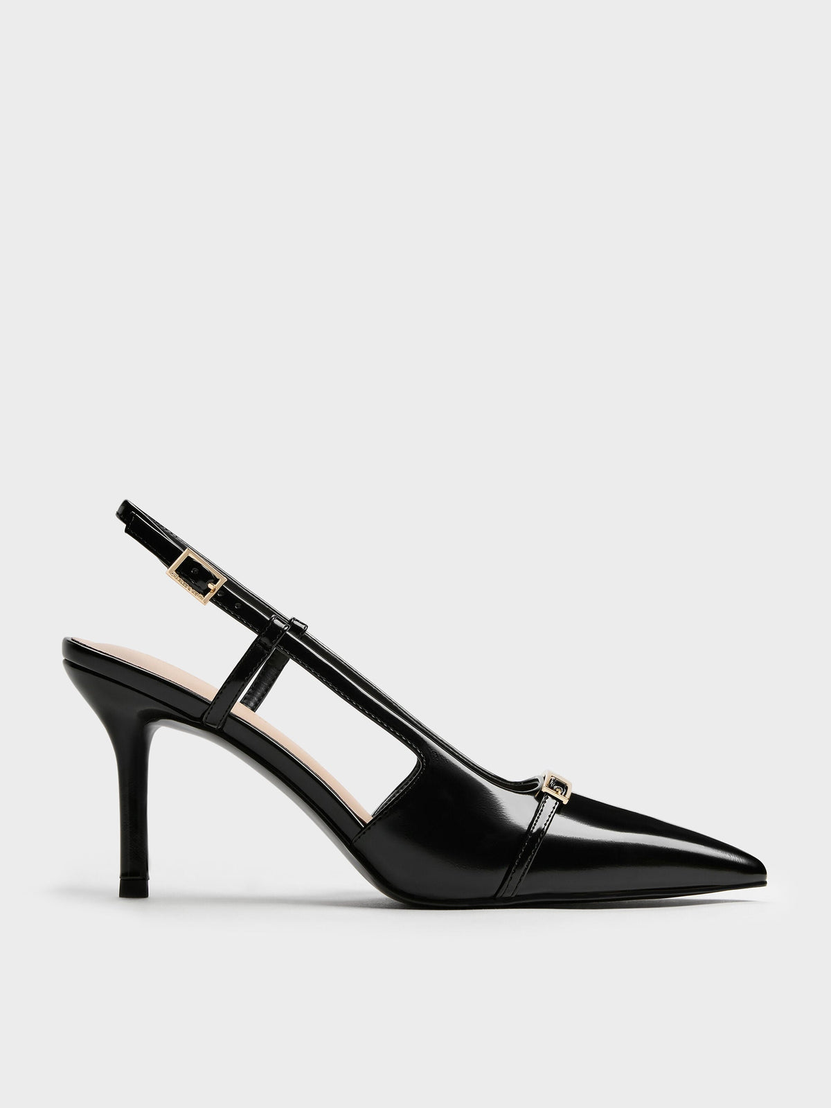 CHARLES & KEITH Latest / Metallic-Bar Pointed Slingback Pumps - Black Box
