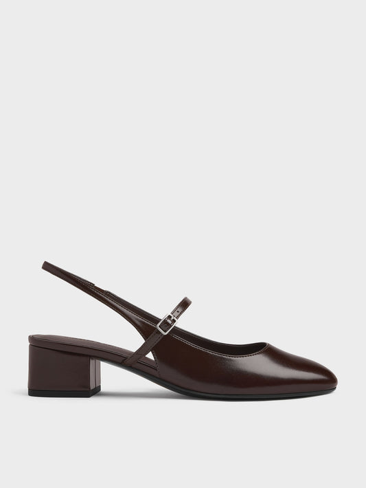 CHARLES & KEITH Customer Favorite / Slingback Mary Jane Pumps - Burgundy