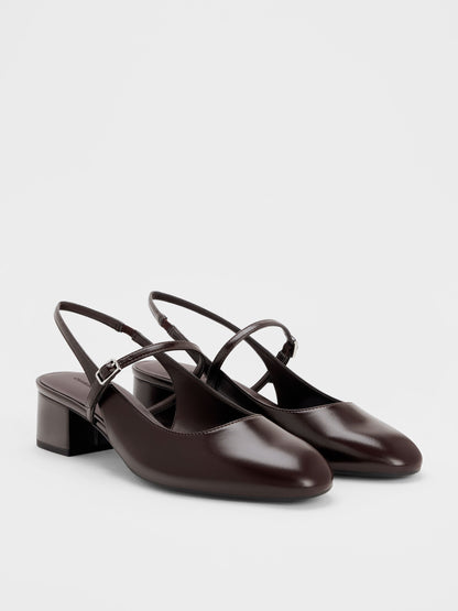 CHARLES & KEITH Customer Favorite / Slingback Mary Jane Pumps - Burgundy