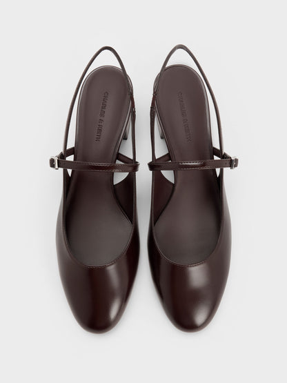 CHARLES & KEITH Customer Favorite / Slingback Mary Jane Pumps - Burgundy