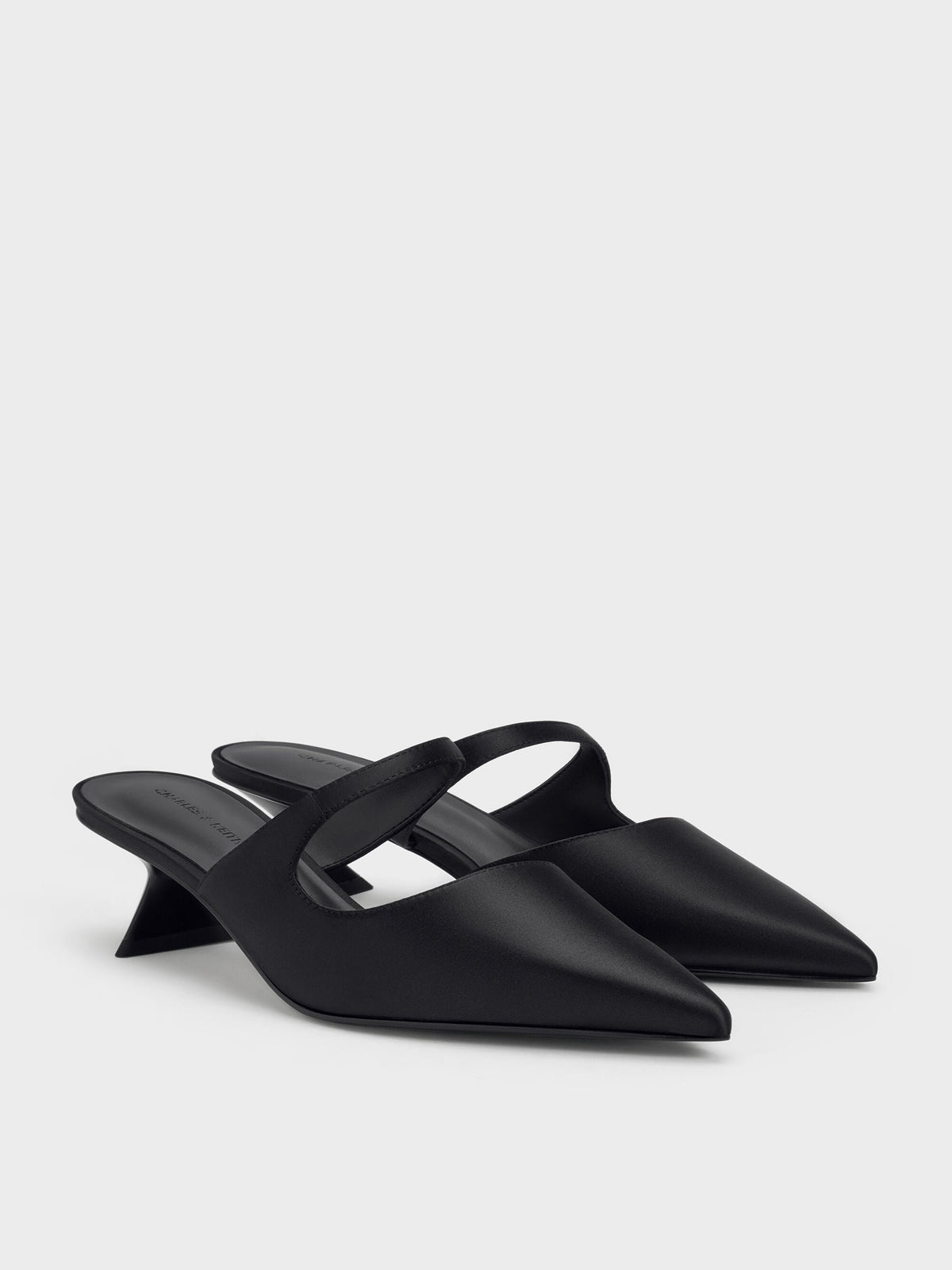 CHARLES & KEITH Popular / Vada Asymmetric Sculptural Heel Pumps - Black