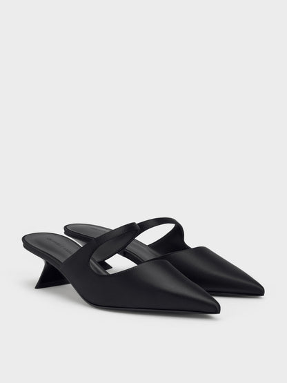 CHARLES & KEITH Popular / Vada Asymmetric Sculptural Heel Pumps - Black