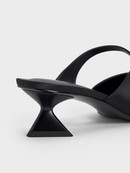 CHARLES & KEITH Popular / Vada Asymmetric Sculptural Heel Pumps - Black