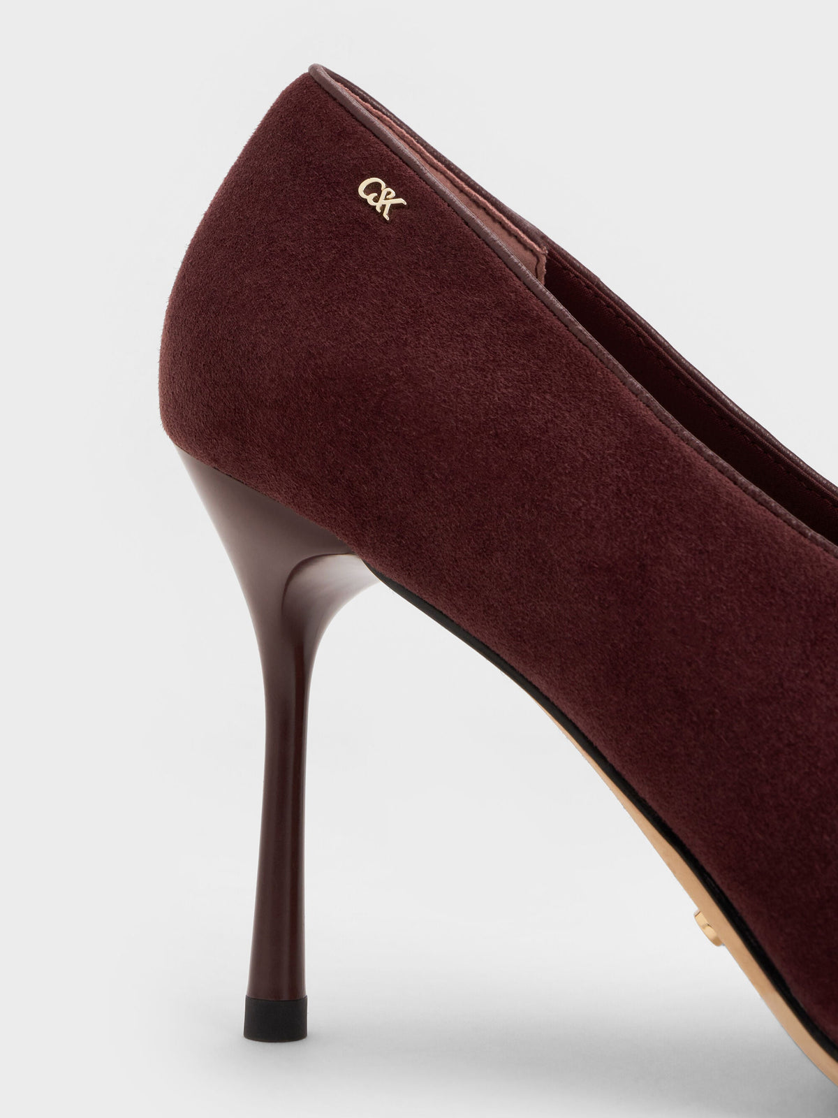 CHARLES & KEITH Featured / Leather & Suede Pointed Pumps - Burgundy