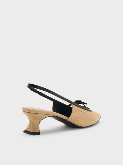 CHARLES & KEITH Value / Woven Buckle-Strap Slingback Pumps - Natural