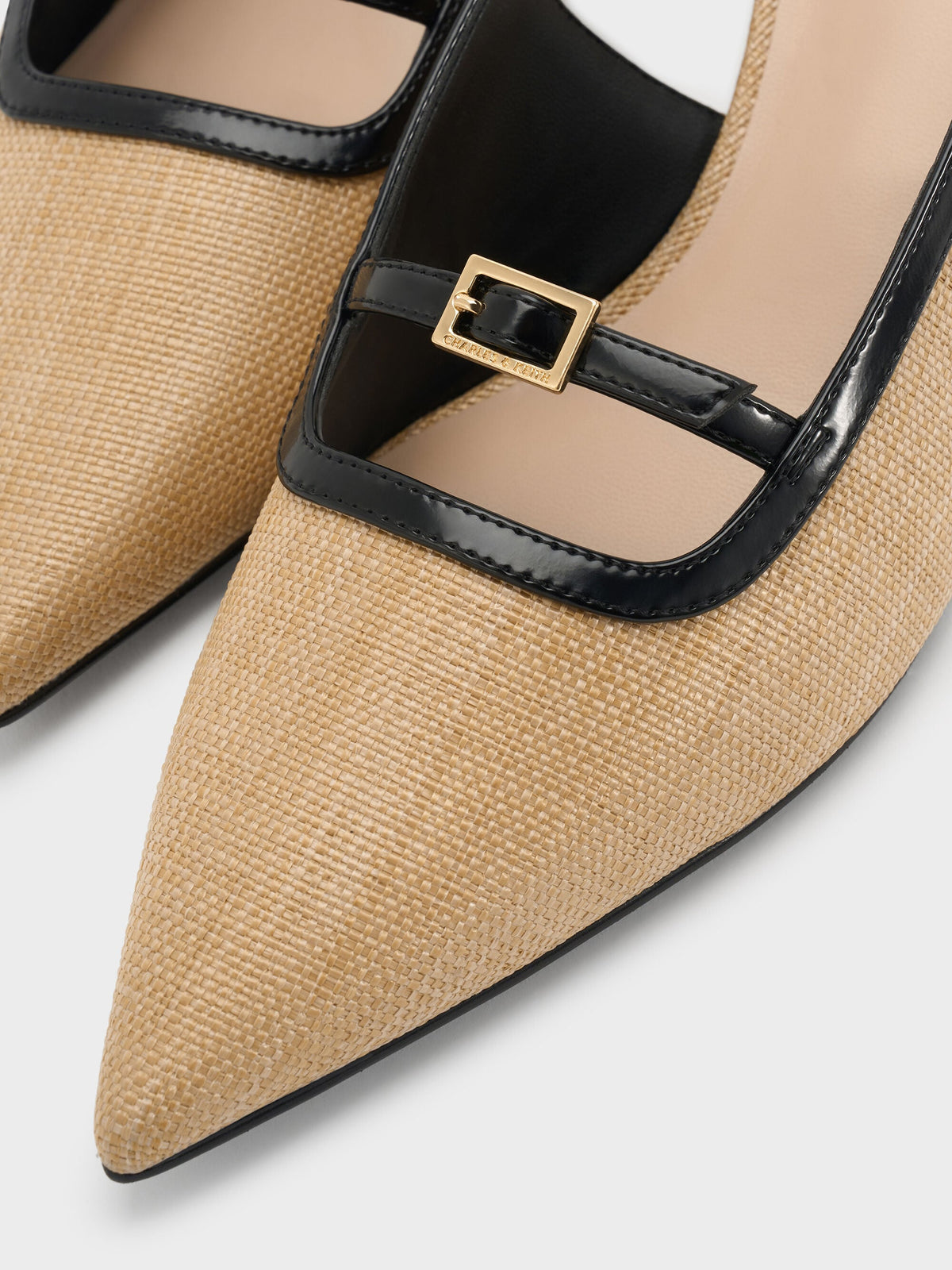 CHARLES & KEITH Value / Woven Buckle-Strap Slingback Pumps - Natural