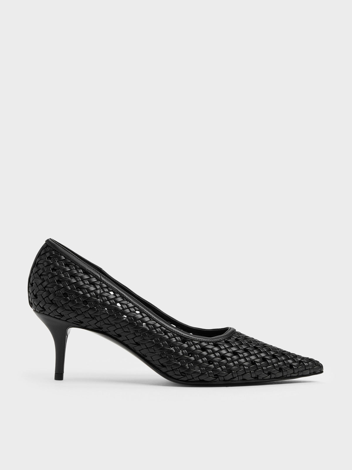 CHARLES & KEITH Signature / Woven Pointed Stiletto Pumps - Black