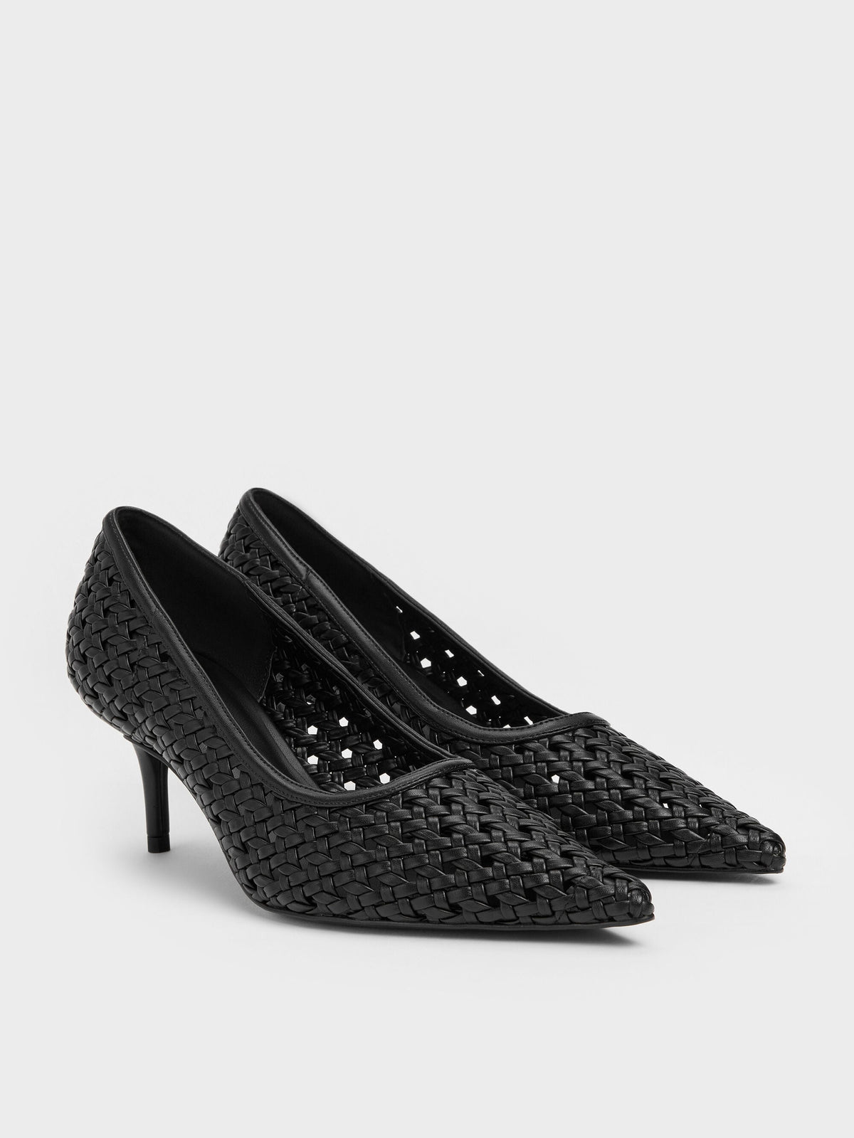 CHARLES & KEITH Signature / Woven Pointed Stiletto Pumps - Black