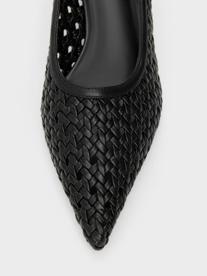 CHARLES & KEITH Signature / Woven Pointed Stiletto Pumps - Black