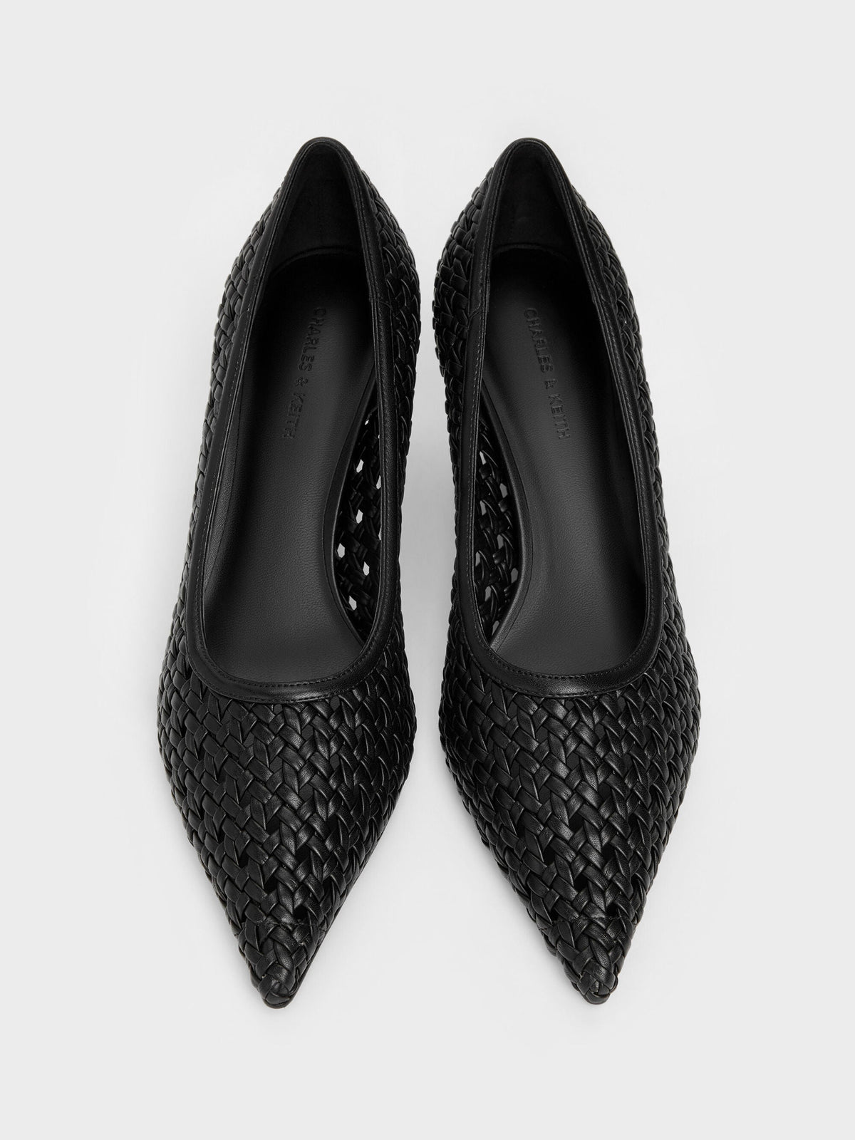 CHARLES & KEITH Signature / Woven Pointed Stiletto Pumps - Black