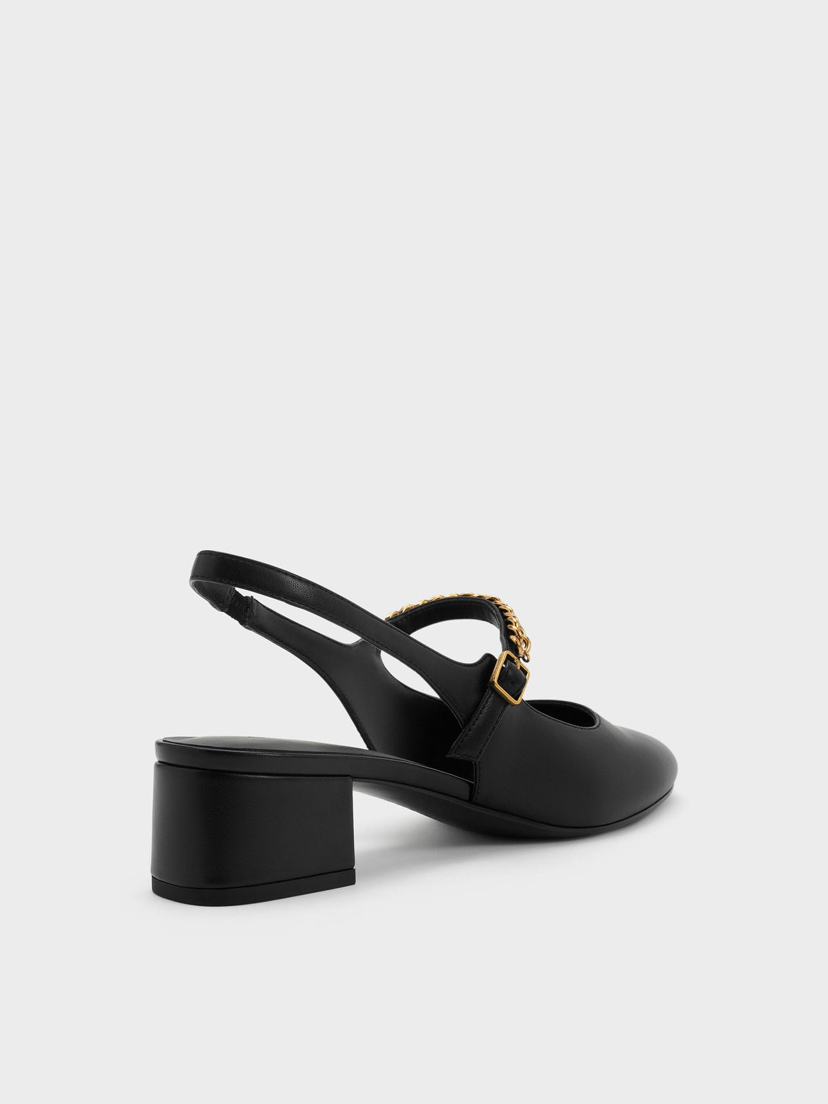 CHARLES & KEITH Signature / Double-Chain Charm Mary Jane Slingback Pumps - Black