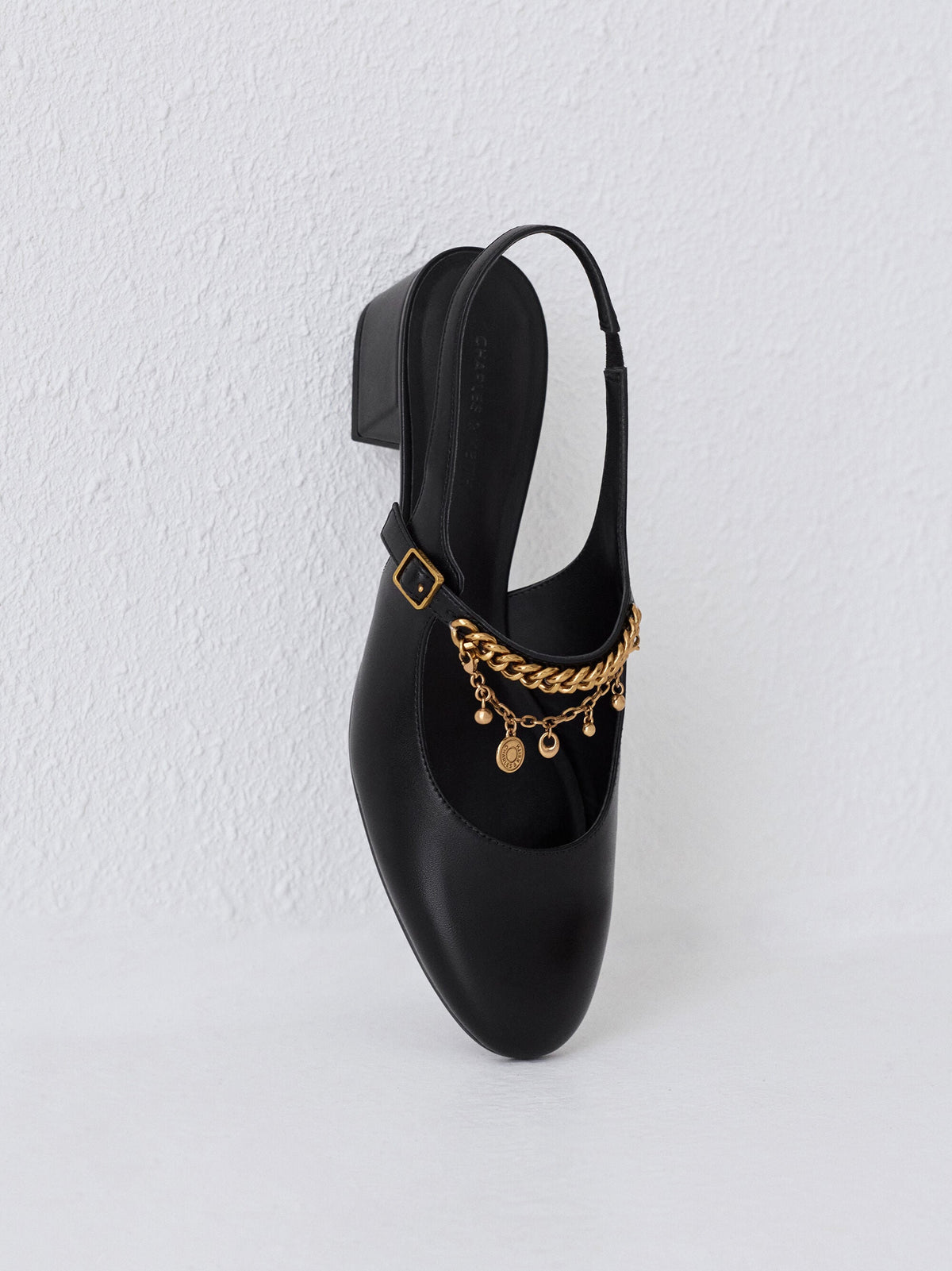 CHARLES & KEITH Signature / Double-Chain Charm Mary Jane Slingback Pumps - Black