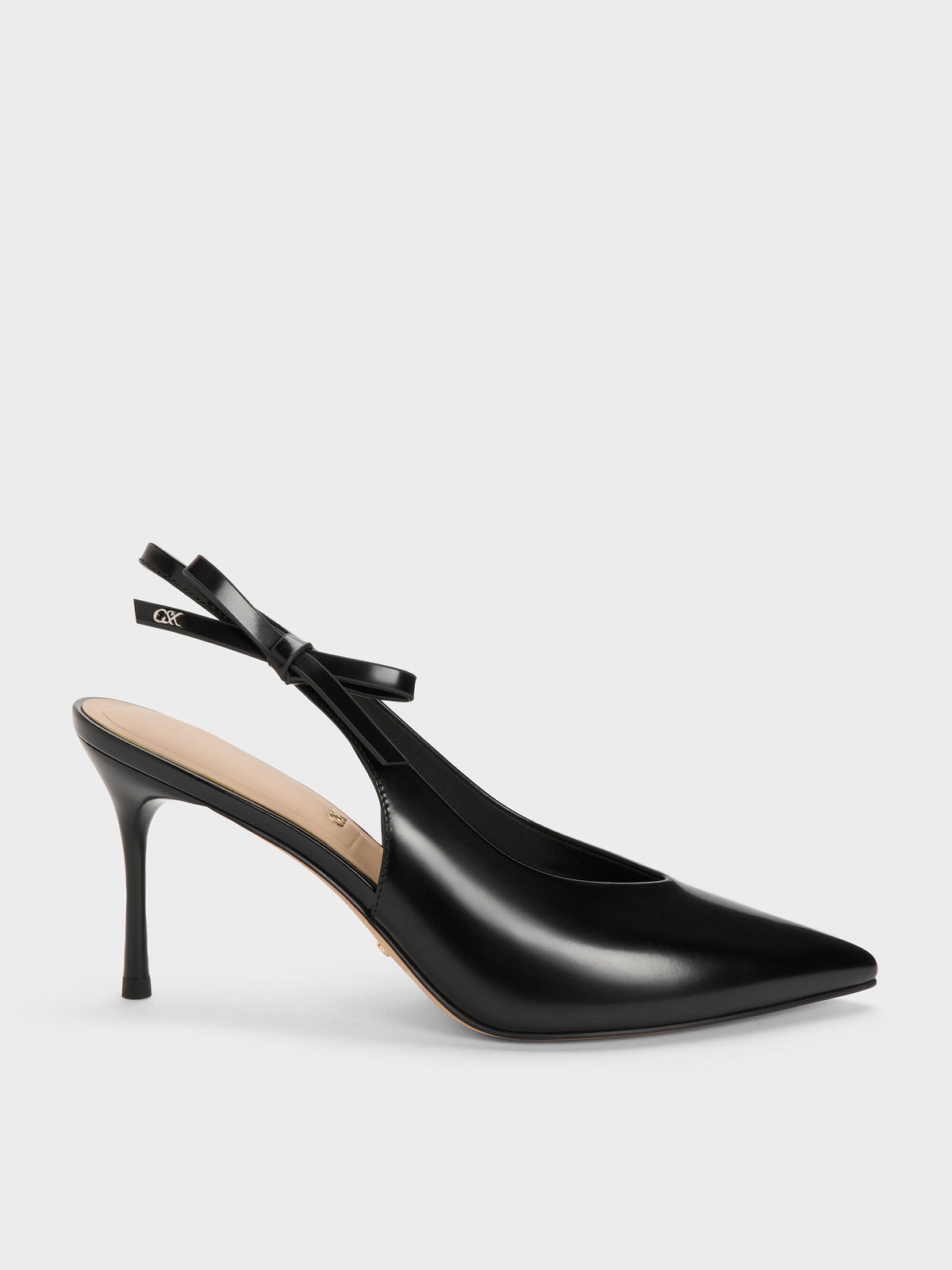 CHARLES & KEITH Trusted / Anastasia Leather Slingback Pumps - Black Box