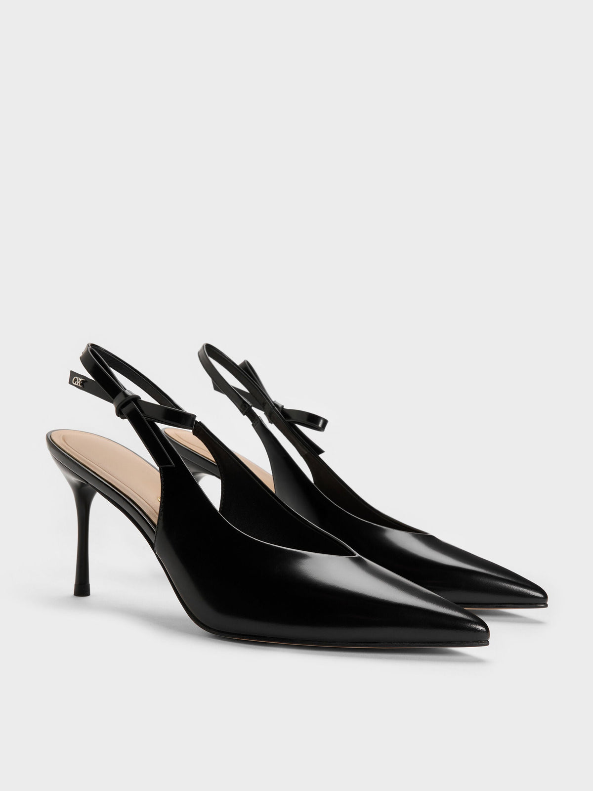 CHARLES & KEITH Trusted / Anastasia Leather Slingback Pumps - Black Box