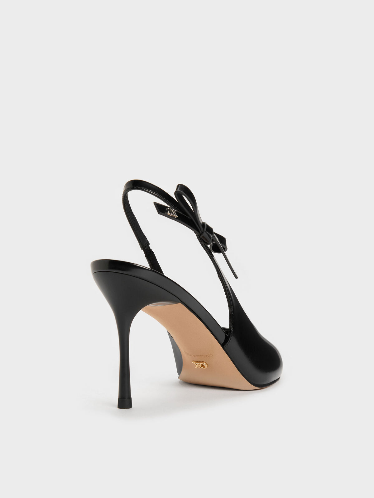 CHARLES & KEITH Trusted / Anastasia Leather Slingback Pumps - Black Box