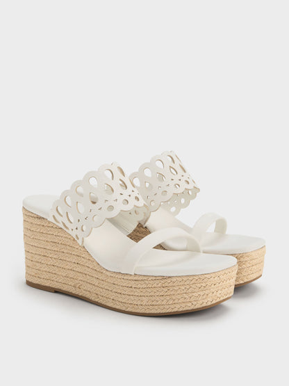 CHARLES & KEITH Deals / Cut-Out Espadrille Wedges - White