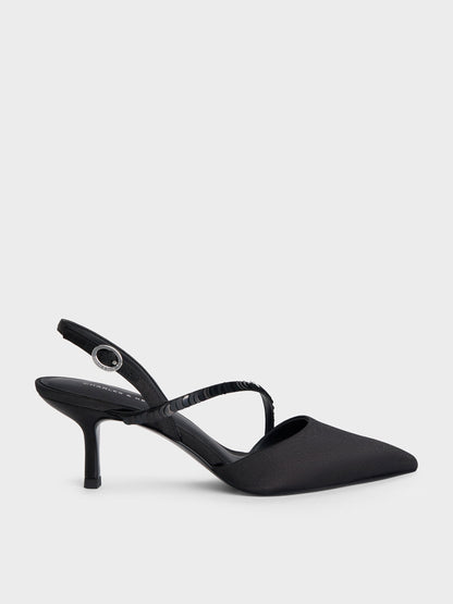CHARLES & KEITH Special Offer / Briella Sequinned Slingback Pumps - Black Textured