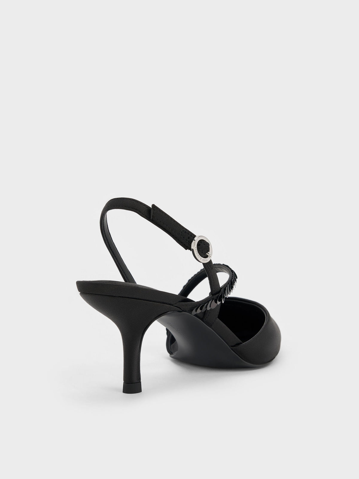 CHARLES & KEITH Special Offer / Briella Sequinned Slingback Pumps - Black Textured