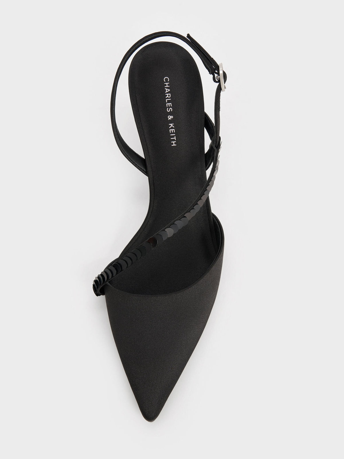 CHARLES & KEITH Special Offer / Briella Sequinned Slingback Pumps - Black Textured