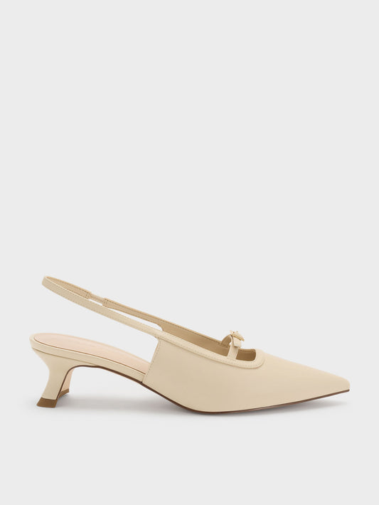 CHARLES & KEITH Trending / Buckle-Strap Slingback Pumps - Beige