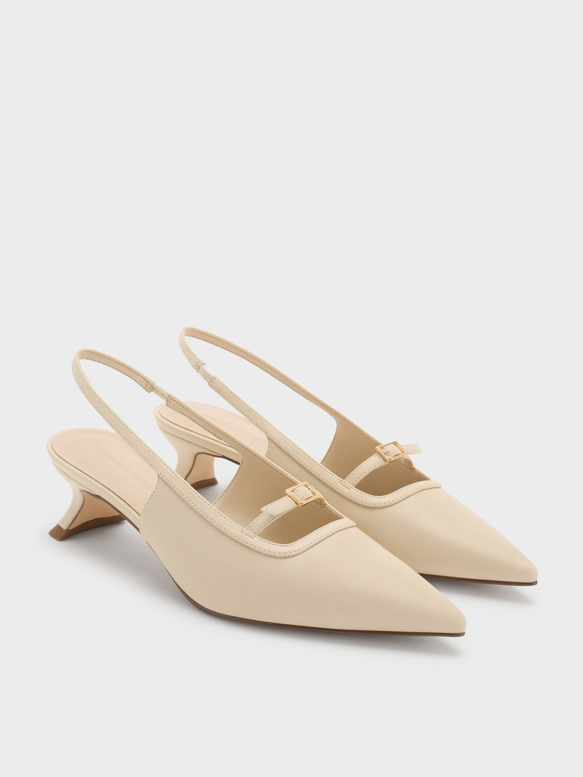 CHARLES & KEITH Trending / Buckle-Strap Slingback Pumps - Beige