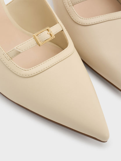 CHARLES & KEITH Trending / Buckle-Strap Slingback Pumps - Beige