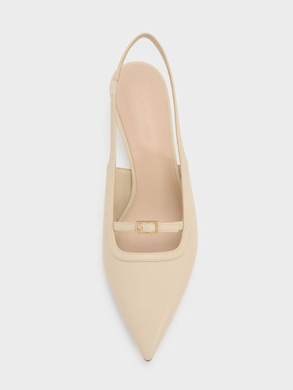 CHARLES & KEITH Trending / Buckle-Strap Slingback Pumps - Beige