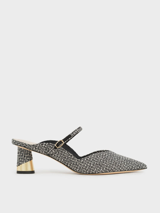 CHARLES & KEITH Signature / Cammie Tweed Metallic-Heel Mules - Multi
