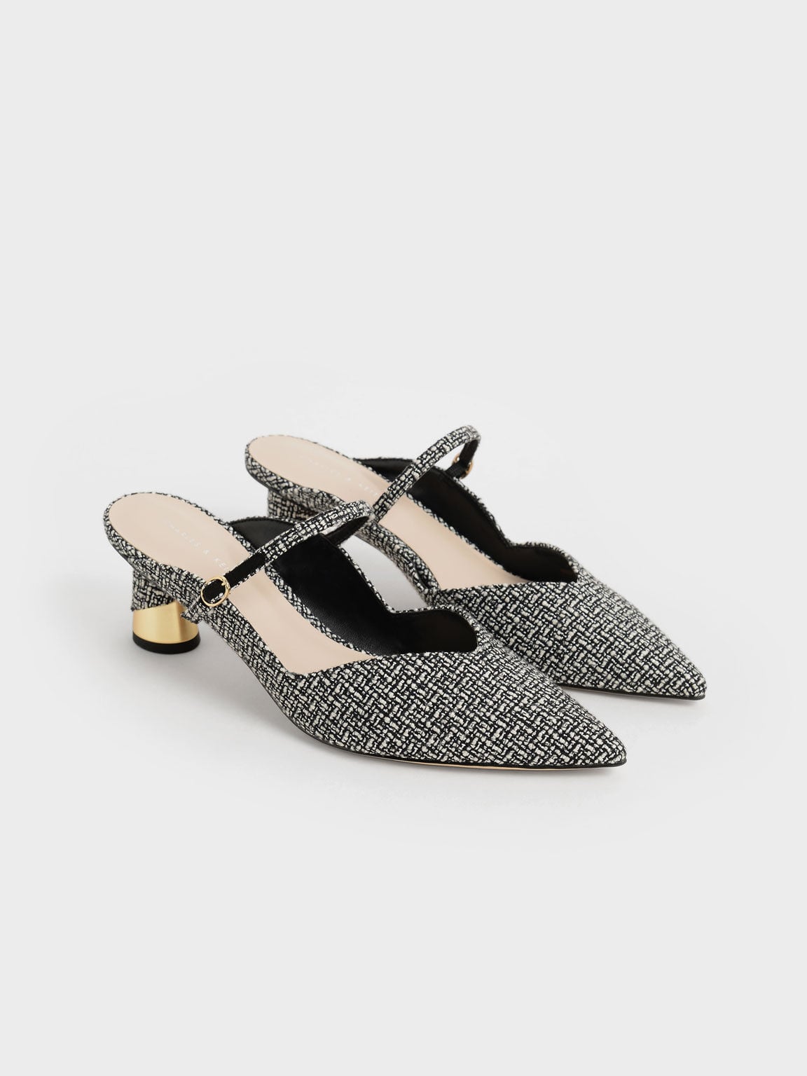 CHARLES & KEITH Signature / Cammie Tweed Metallic-Heel Mules - Multi