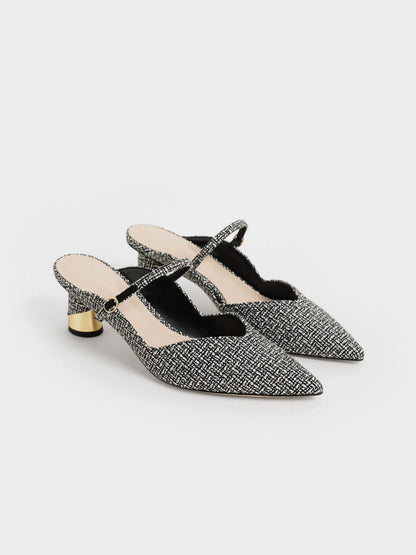 CHARLES & KEITH Signature / Cammie Tweed Metallic-Heel Mules - Multi
