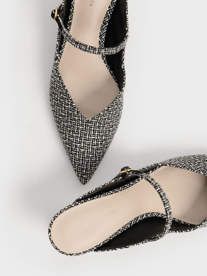 CHARLES & KEITH Signature / Cammie Tweed Metallic-Heel Mules - Multi