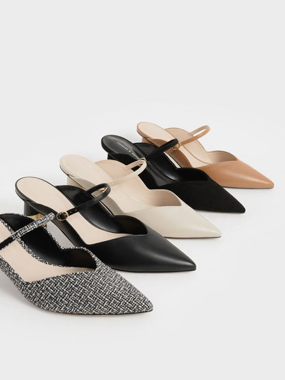 CHARLES & KEITH Signature / Cammie Tweed Metallic-Heel Mules - Multi