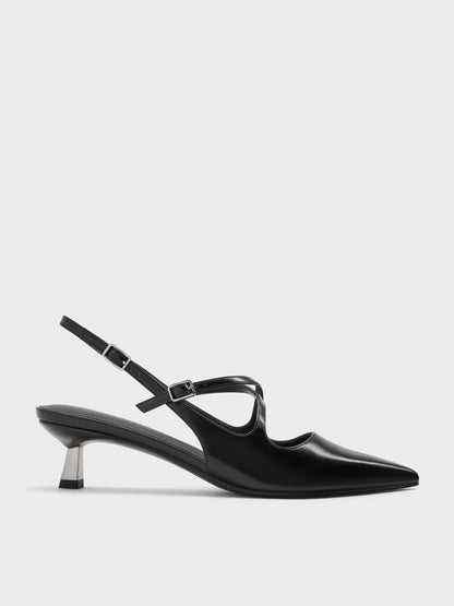 CHARLES & KEITH Best Price / Pauline Patent Crossover Kitten Heels - Black