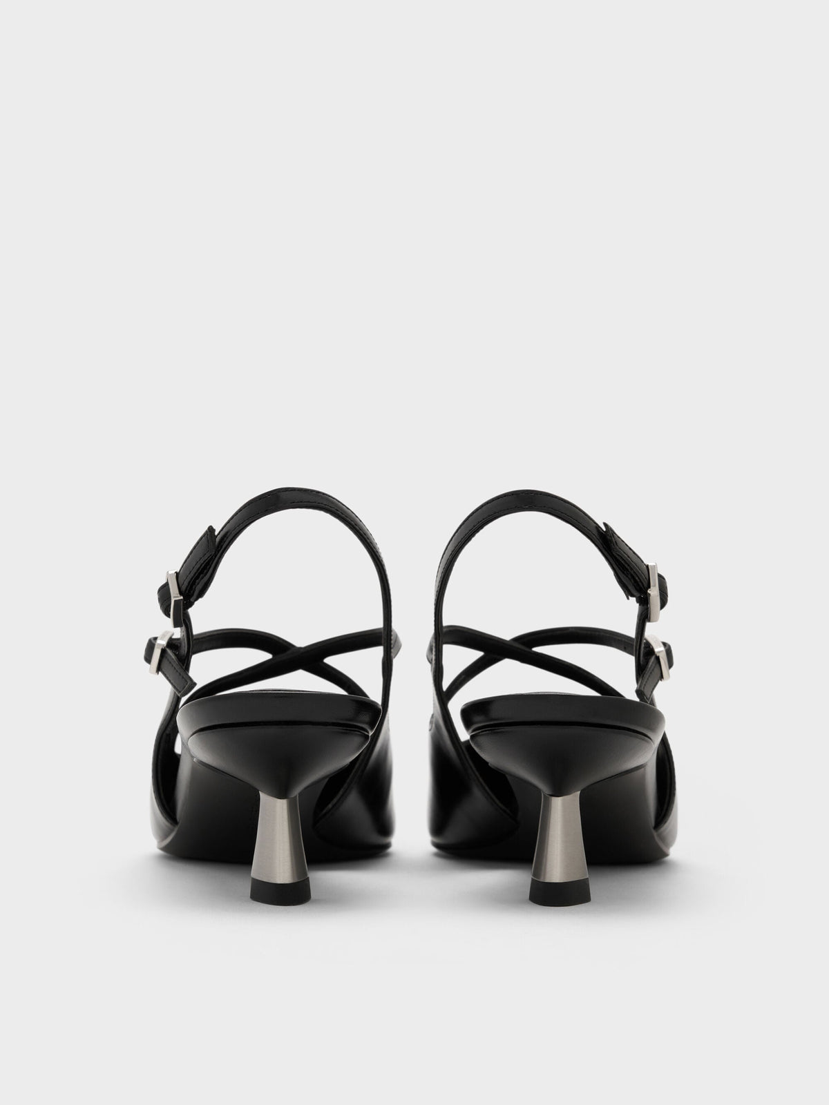 CHARLES & KEITH Best Price / Pauline Patent Crossover Kitten Heels - Black