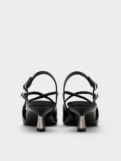 CHARLES & KEITH Best Price / Pauline Patent Crossover Kitten Heels - Black