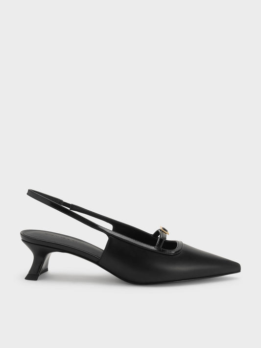 CHARLES & KEITH Value / Buckle-Strap Slingback Pumps - Black
