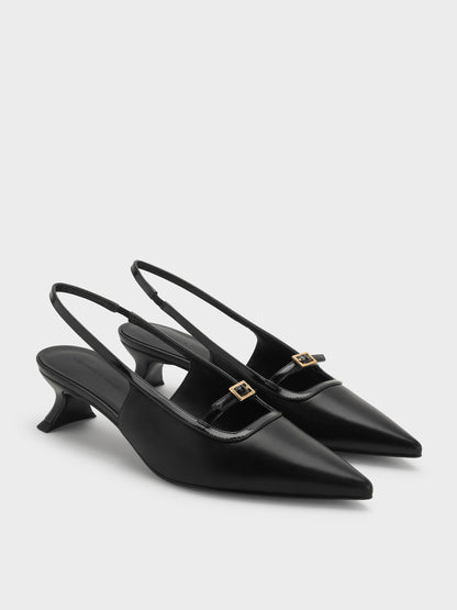 CHARLES & KEITH Value / Buckle-Strap Slingback Pumps - Black