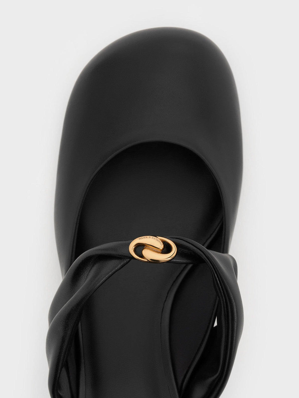 CHARLES & KEITH Smart Buy / Metallic-Accent Twisted-Strap Heeled Mules - Black