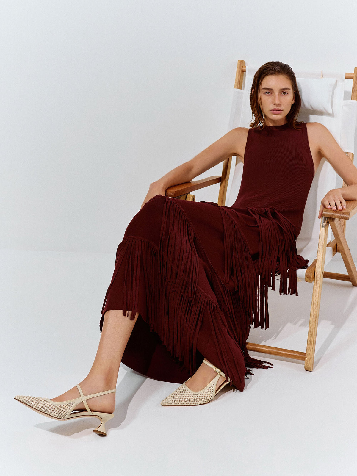 CHARLES & KEITH Great Value / Raffia Sculptural-Heel Slingback Pumps - Beige