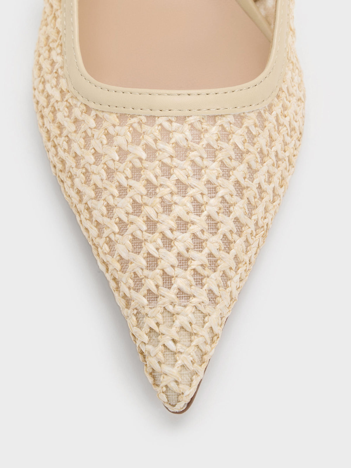 CHARLES & KEITH Great Value / Raffia Sculptural-Heel Slingback Pumps - Beige