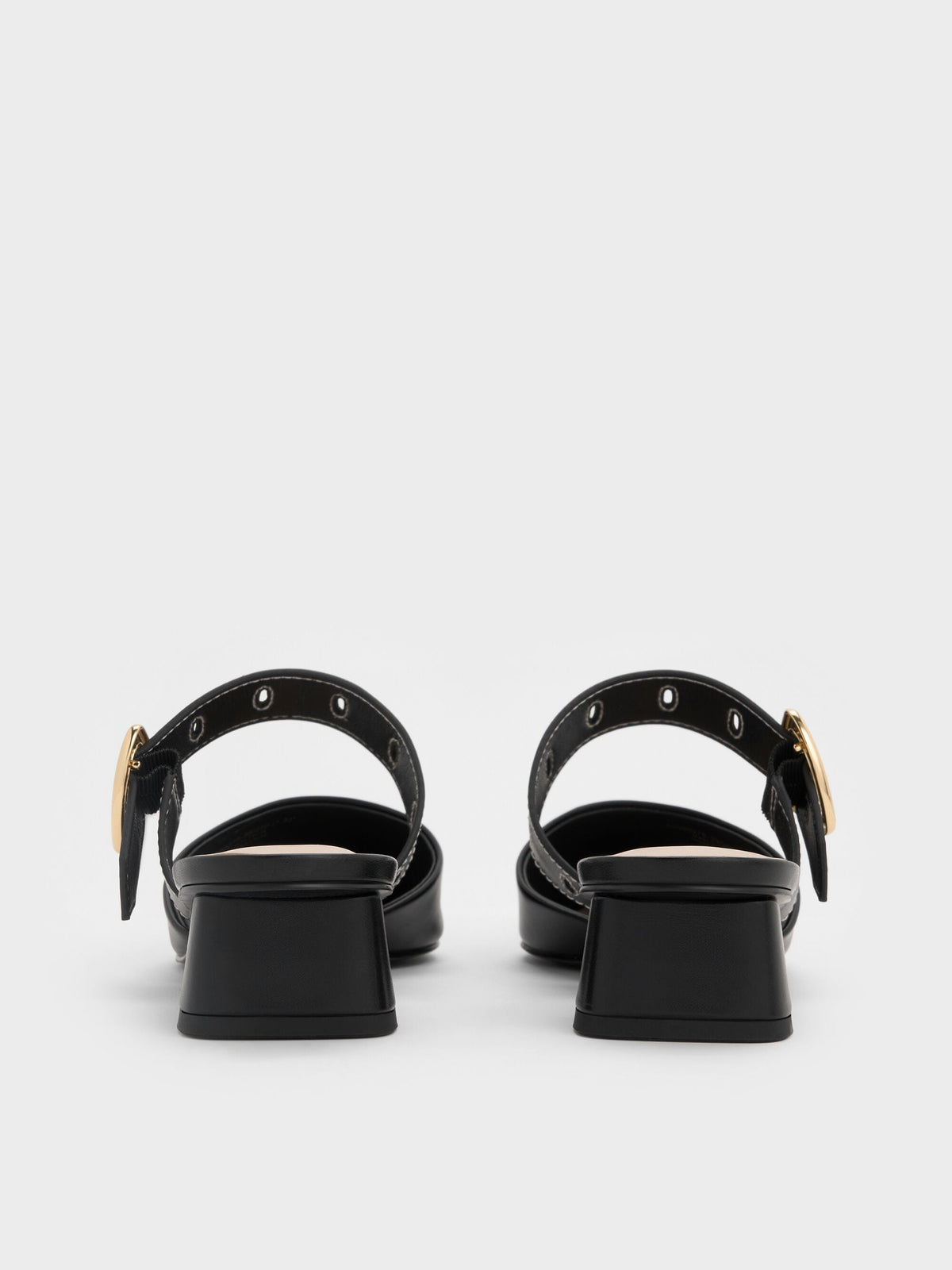 CHARLES & KEITH Smart Buy / Sepphe Buckle-Strap Heeled Mules - Black