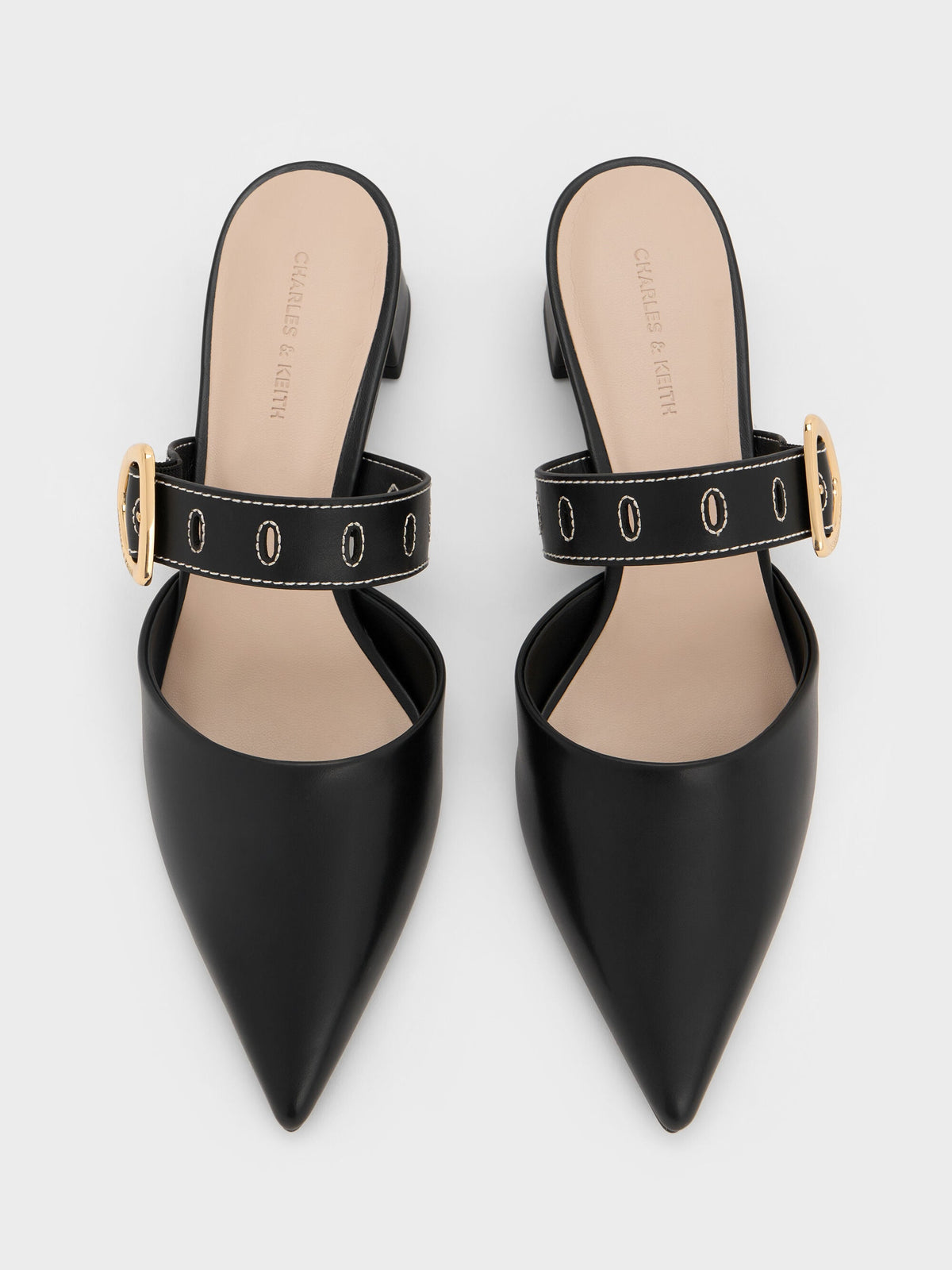 CHARLES & KEITH Smart Buy / Sepphe Buckle-Strap Heeled Mules - Black
