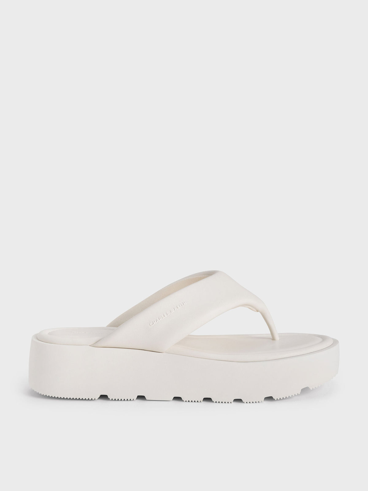 CHARLES & KEITH Essential / V-Strap Flatform Thong Sandals - White