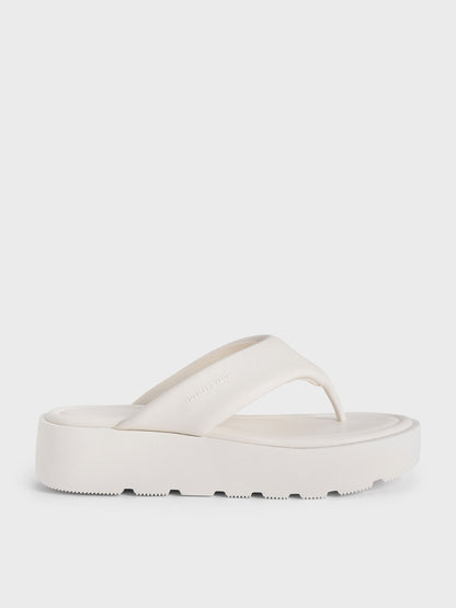 CHARLES & KEITH Essential / V-Strap Flatform Thong Sandals - White