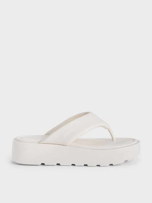CHARLES & KEITH Essential / V-Strap Flatform Thong Sandals - White