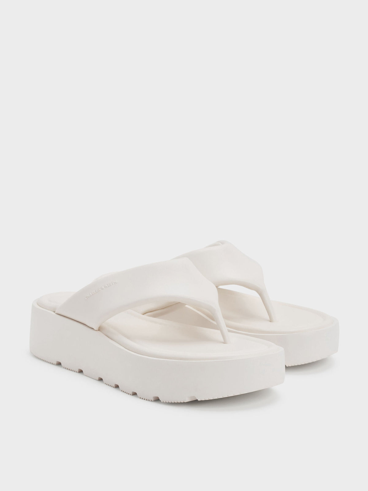 CHARLES & KEITH Essential / V-Strap Flatform Thong Sandals - White