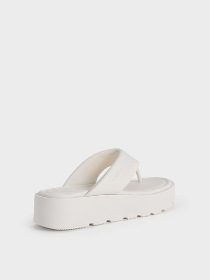 CHARLES & KEITH Essential / V-Strap Flatform Thong Sandals - White