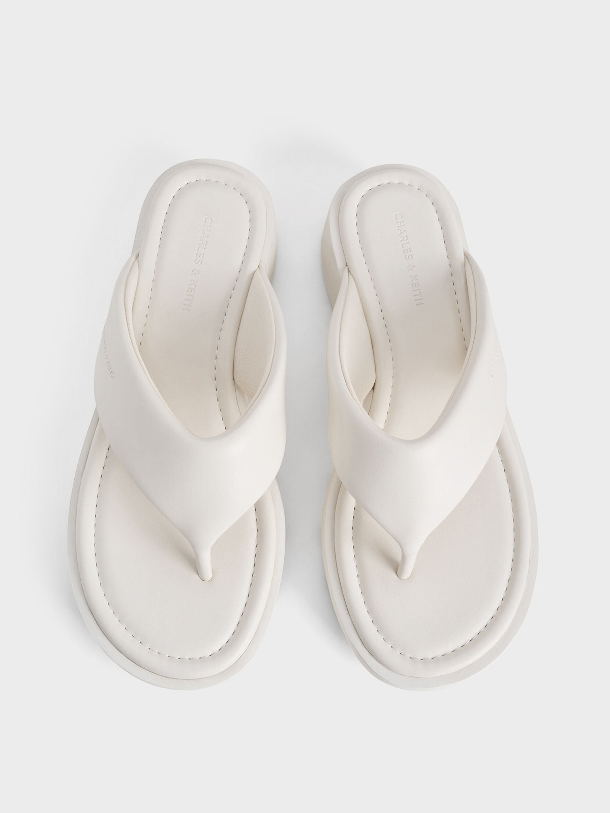 CHARLES & KEITH Essential / V-Strap Flatform Thong Sandals - White